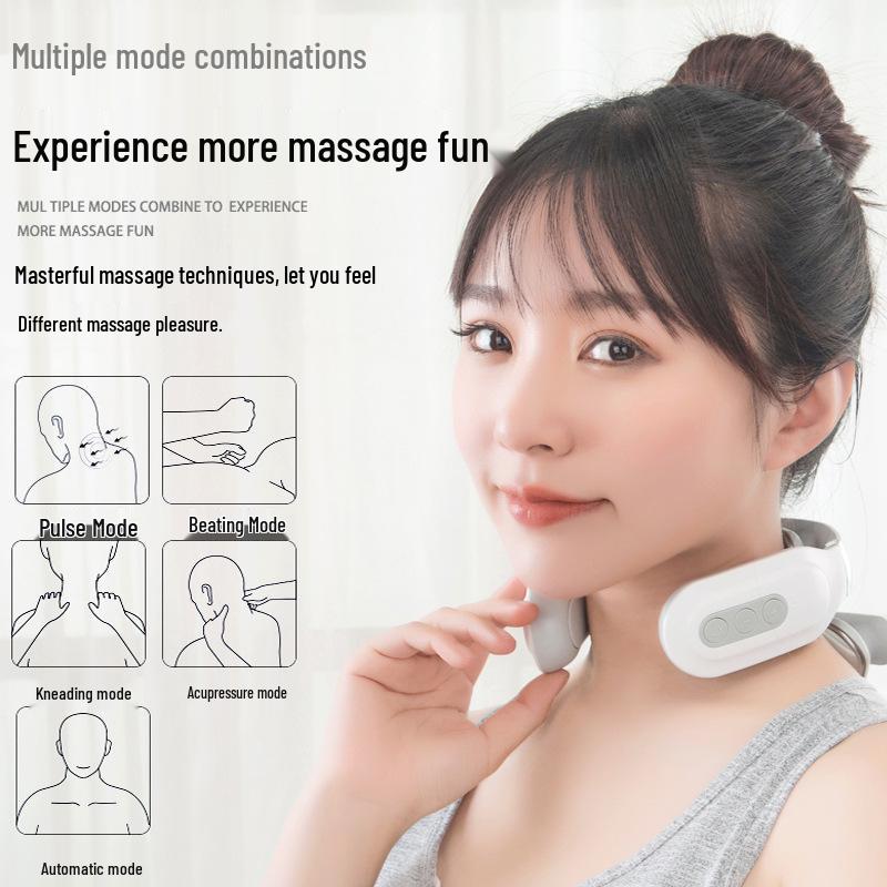 Intelligent Multifunctional Neck & Cervical Spine Massager with Pulse Heat Therapy White 008 English