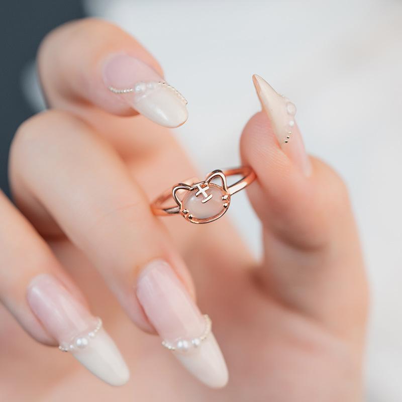 Chalcedony Little Tiger Ring Female Tiger Year Transit Natal Year Zodiac Tiger Head Index Finger Ring