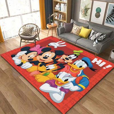 1 Stück Mickey und Minnie Teppich, Rutschfeste Fußmatte, Cartoon-Charakter-Design, Weicher Samt, Raumdekoration, Waschbarer Innenbereichsteppich