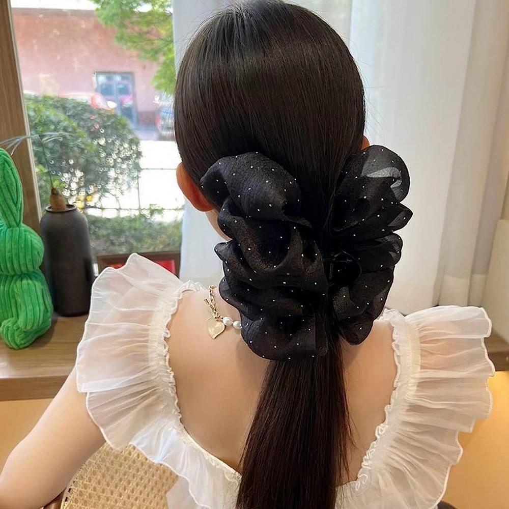 Double-Sided Mesh Silk Hairpin Plastic Ponytail Clip Advanced Sense Shark Hair Clip  Women Girls