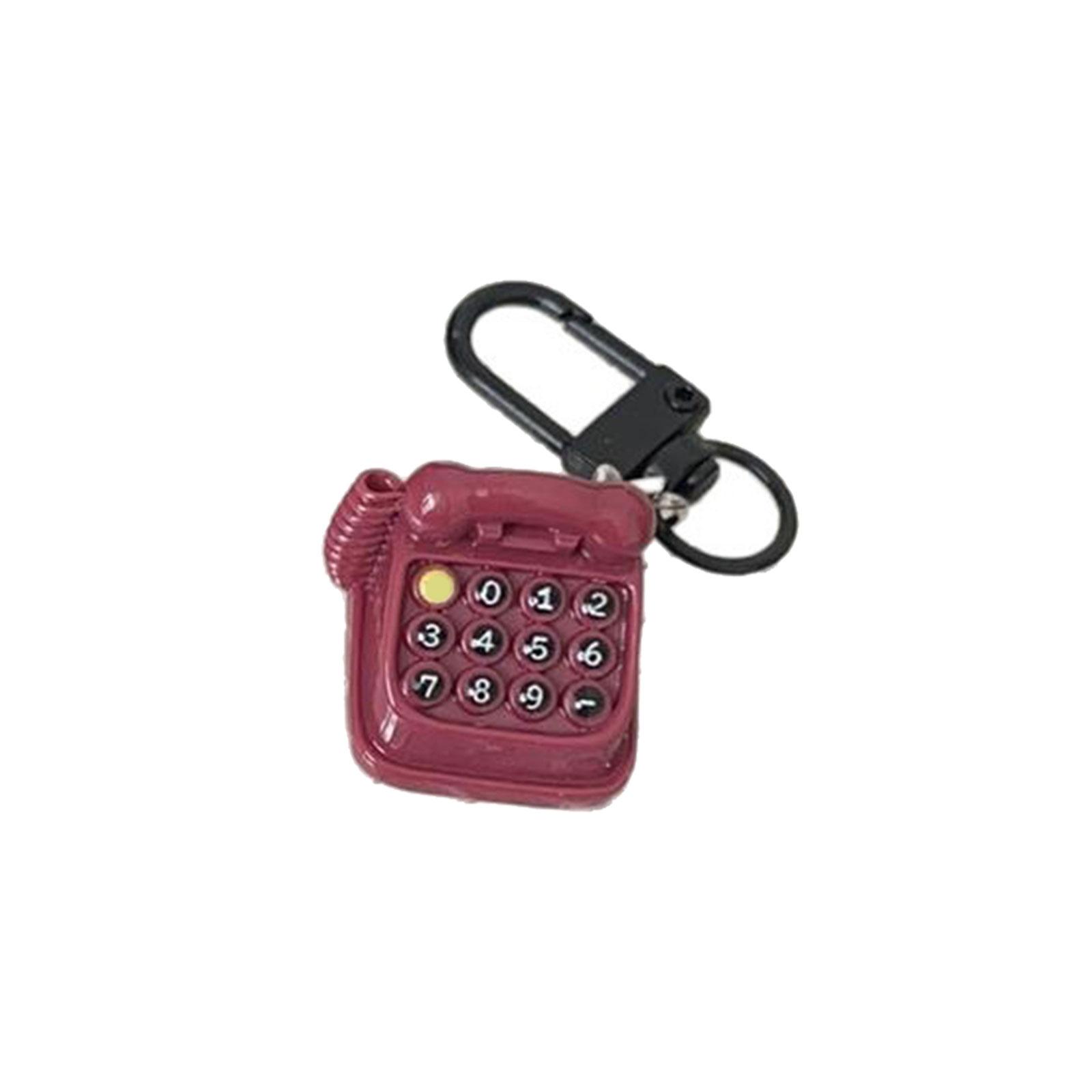 

Vintage Design Keychain Retro Resin Miniature Telephone Charm Decorative Hanging Accessory For Bags Keys Gifts