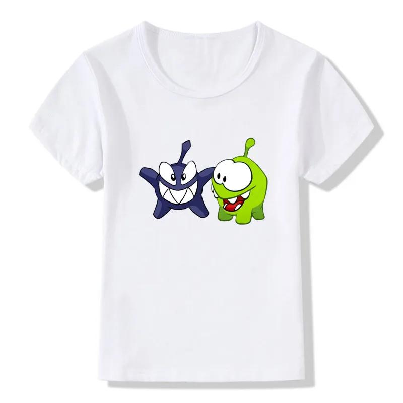 New boys tshirt Hot Game Cut The Rope Om Nom Frog Kids Tshirts Kawaii Cartoon Toddler Baby Boy Girl Tshirt Funny Children Tops