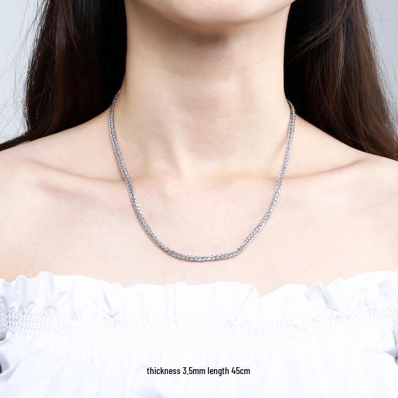 925 Sterling Silver Chopin Necklace Chain for Women & Men - Simple Clavicle Design
