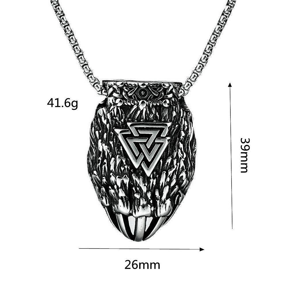 Viking Bear Claw Pendant Necklace for Men Titanium Steel Triangle Design