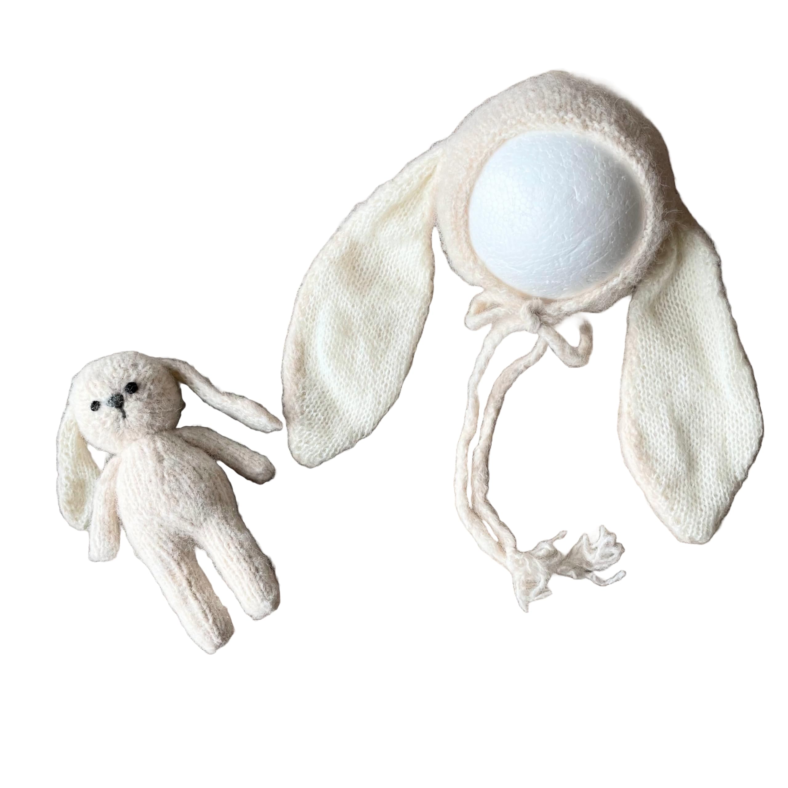 

Rabbit bonnet hat and amigurumi set for wool Newborn photo for commemorative photos [NANA s shop] newborns, ivory, material, (ivory) слоновая кость