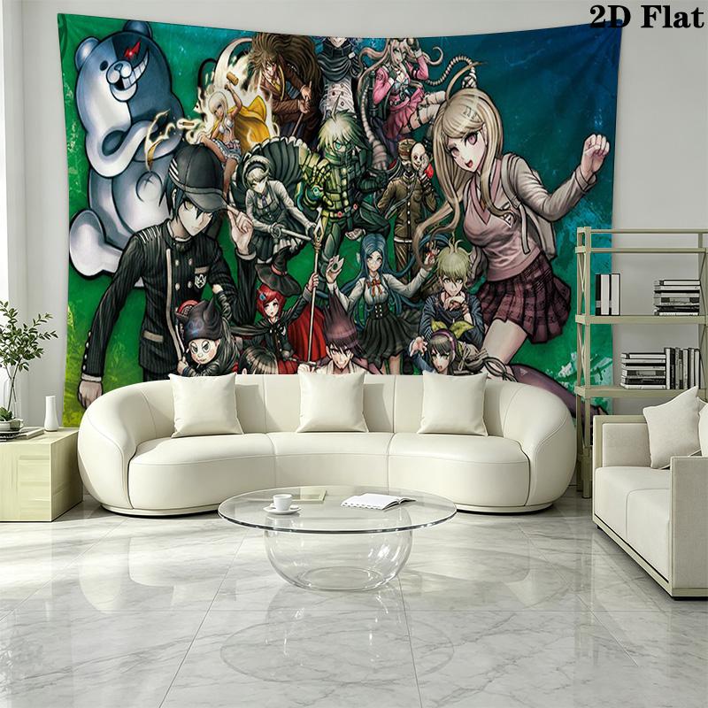 Dangan Ronpa Wall Tapestry Aesthetic Wall Hanging Printed Fabric Blanket Decorative Tapestries for Bedroom Living Room Home Decor