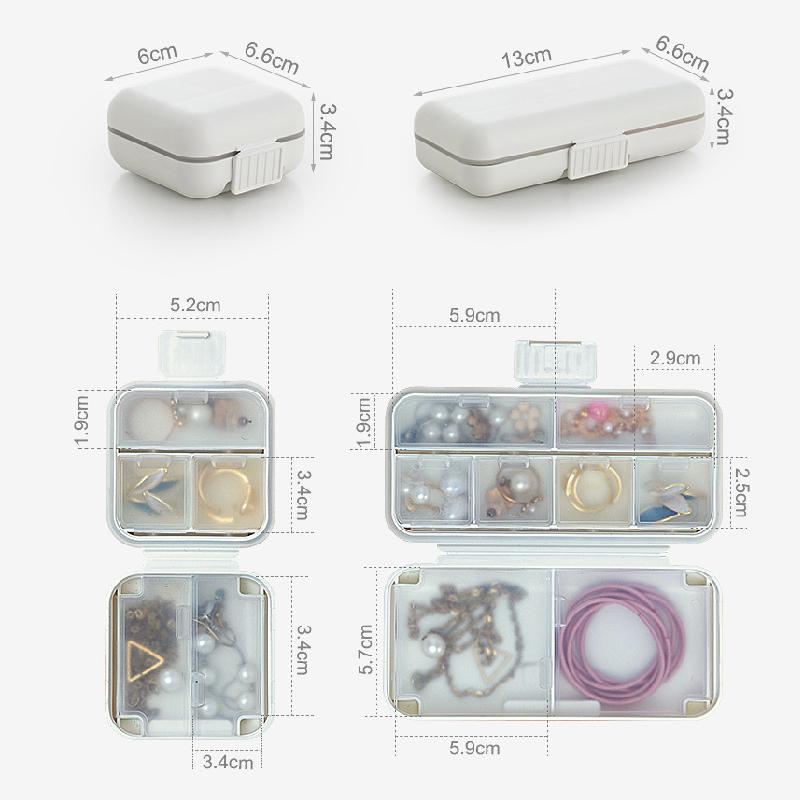 Travel Jewelry Box Mini Portable Jewellery Organizer Multi Grid Plastic Storage Case for Earrings Rings Necklaces