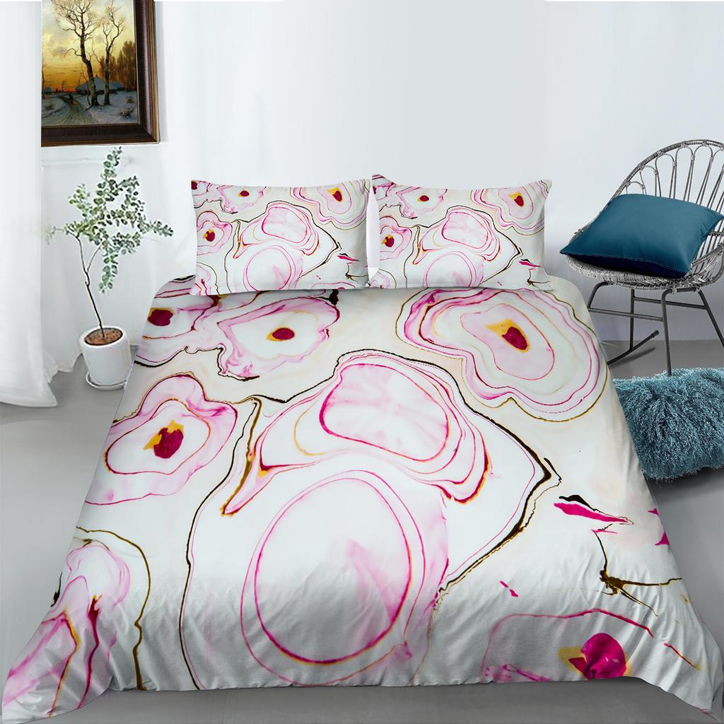 Source Factory Quilt Cover Pillowcase Two Or Three-Piece Set Marble 3D Digital Printing Polyester Fabric