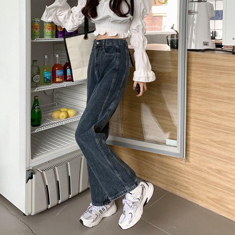 

Women s High Waist Summer Jeans: Retro Loose Fit, Straight/Wide Leg, Floor Length Small сине серый