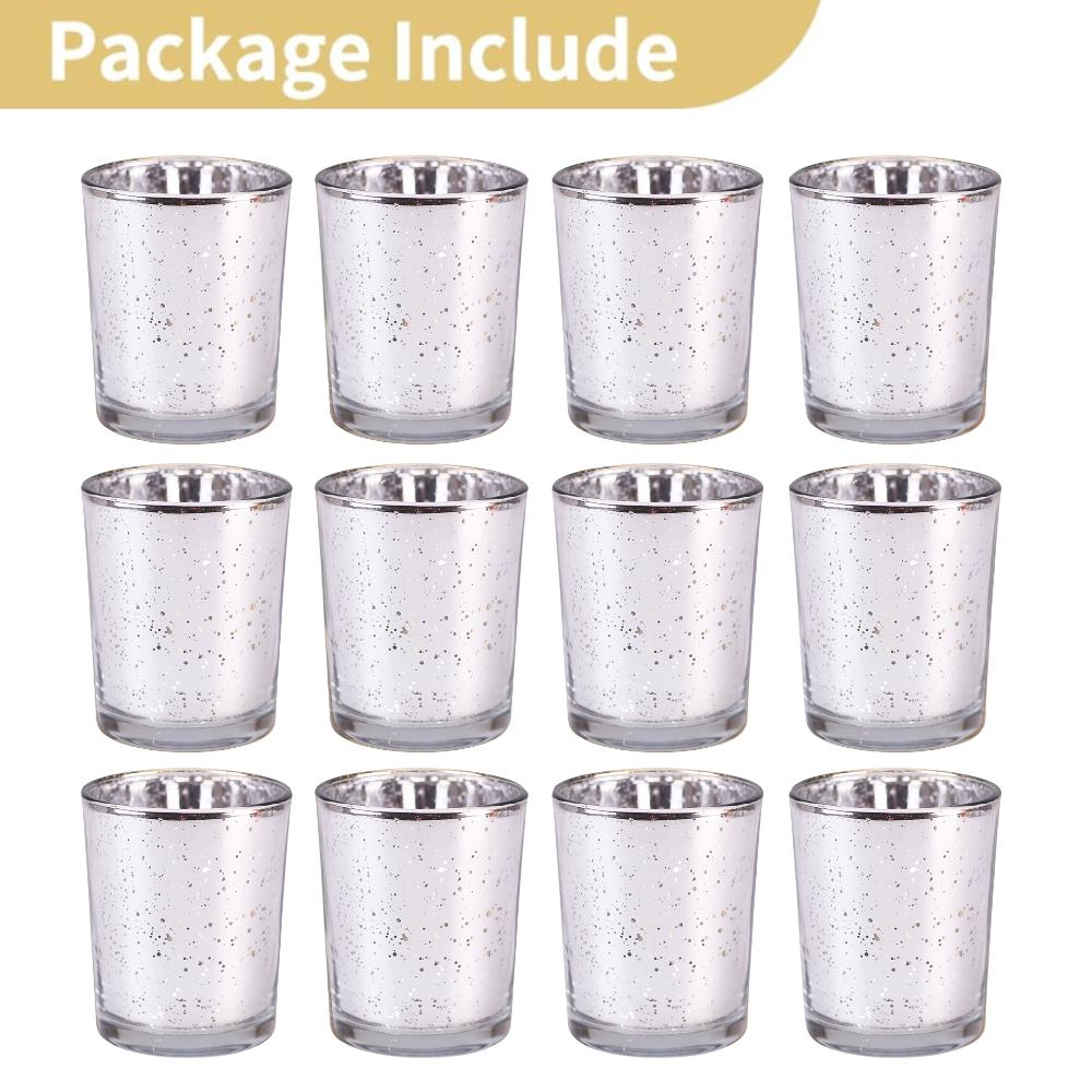 Speckled Mercury Glass Candle Holder 6/12Pcs Tealight Candle Holder for Wedding Cafe Bar Birthday Home Decoration Party Gift
