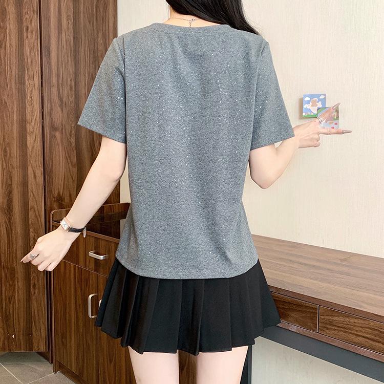 2026 Summer Plus Size Women's Casual Cartoon Pony Shiny Short-Sleeve Top