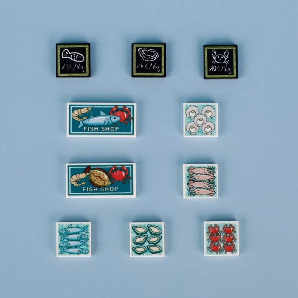 Food Printed Tiles Passport Plane Ticket Building Blocks Sushi Pizza Sound Compass Map Milk Juice Sauce Dessert Bricks Toy