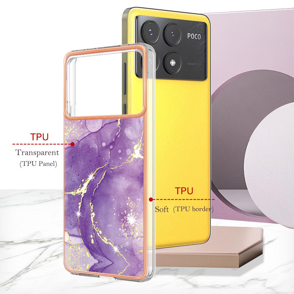For Xiaomi Poco X6 Pro 5G/K70E 5G TPU Case with IMD Marble Pattern Electroplated Back Cover