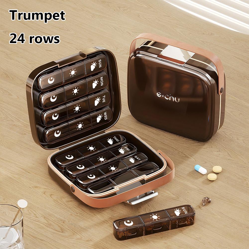 

1PCS Portable Seven-Compartment OneWeek Pill Box Storage Travel Dispensing Pill Storage Box 24/32 Rows for Morning Lunch Evening