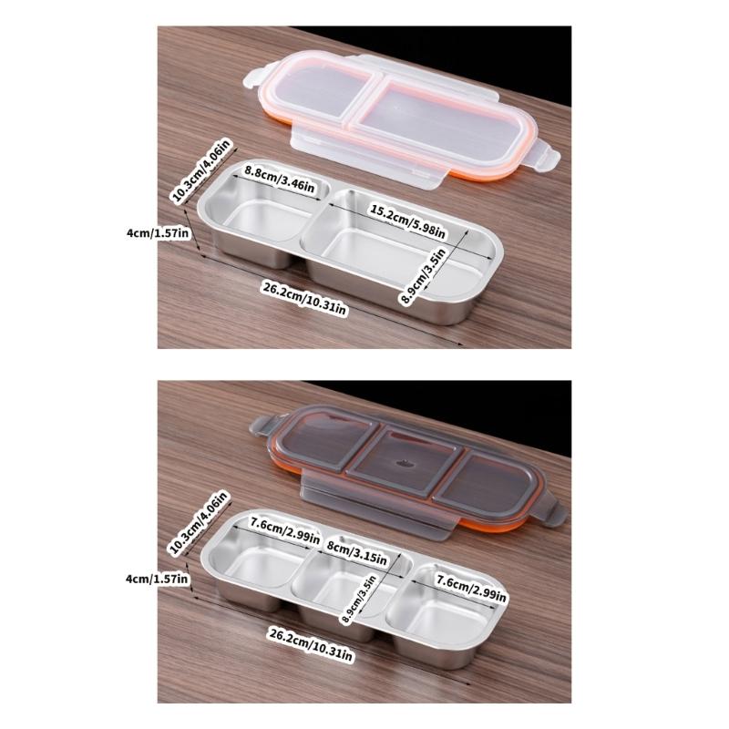 2 Pack Divided Meal Preps Container With Secures Lid Odor Resistant Dishwasher Safe Steel Snacks Box Lunch Organizers