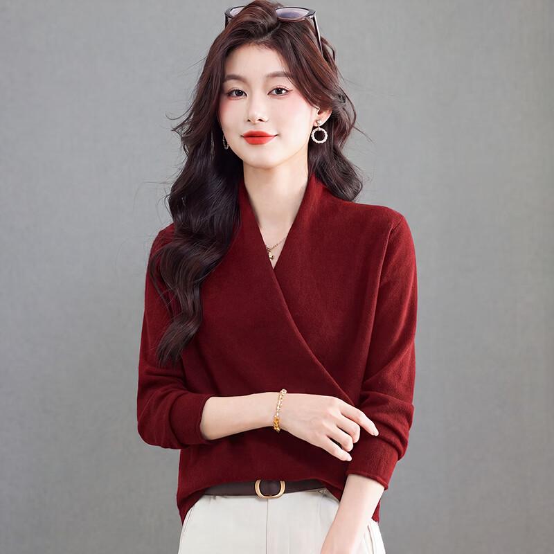 Zhichu Elegant V-Neck Wrap Knit Sweater
