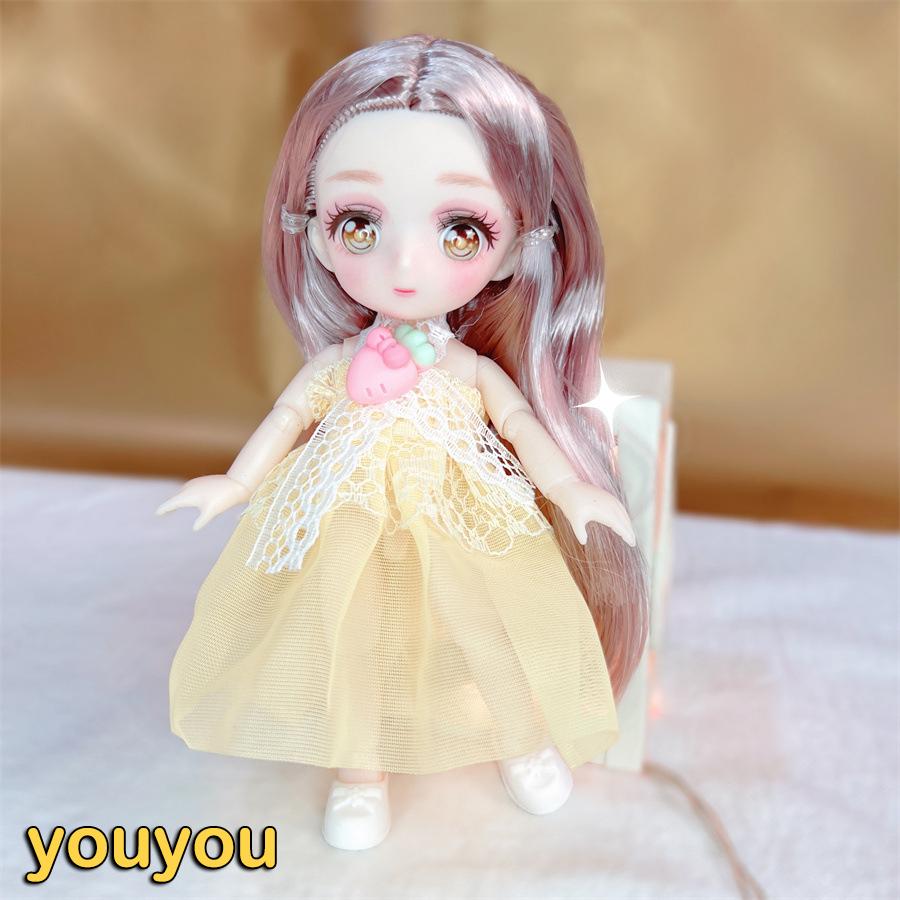 16 cm Nøgen Dukke Krop Med 2. Dimension Anime Øjne 13 Bevægelige Led Blå 2D Animation Øjne Dukke DIY Legetøj Til Piger
