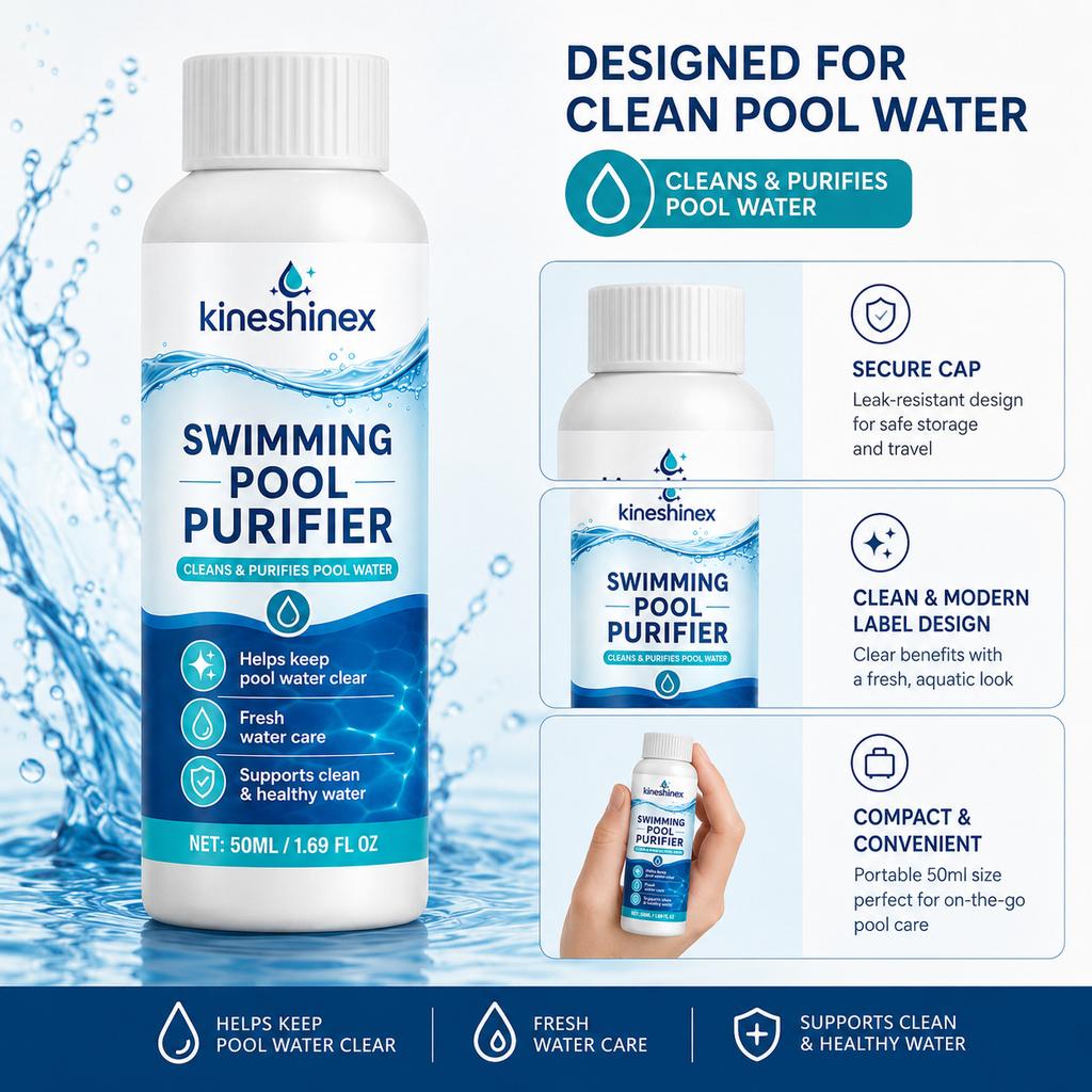 Purificatore Acqua Piscina 50ml, Chiarificante Piscina, Mantiene l'Acqua Cristallina, Cura Estiva per Piscine e Spa all'Aperto