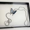 2025 New Metal Blue Butterfly Necklace for Women Long and Pullable Light Luxury Collarbone Chain Fashion Sweater Chain Pendant