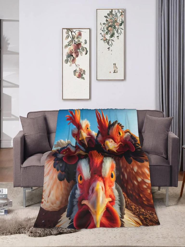 Chicken FCAWF Flannel Throw Blanket Super Warm Winter Blanket for Kids Home Decor Funny Bedspread Sofa Bed Cover