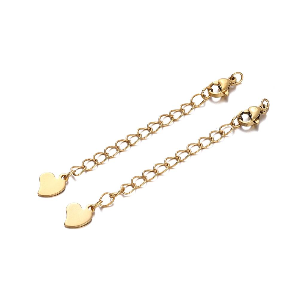 10 sztuk łańcuszki przedłużające ze stali nierdzewnej z karabińczykami złącze naszyjnik z ogniwami ogon robienie DIY akcesoria do bransoletek