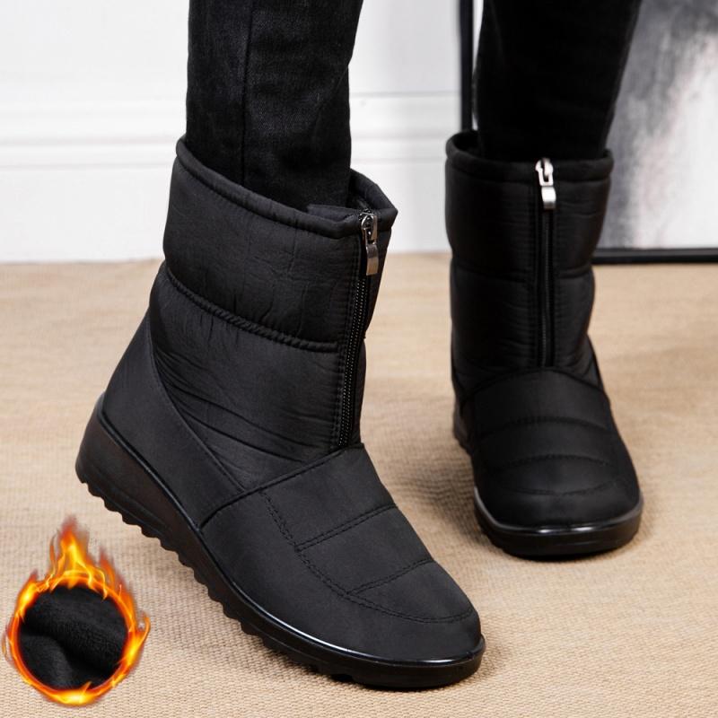 Middle-aged and Elderly Large Size Winter Warm Ladies Snow Boots Women Lazy Pedal Waterproof Mother Shoes Women's Shoes