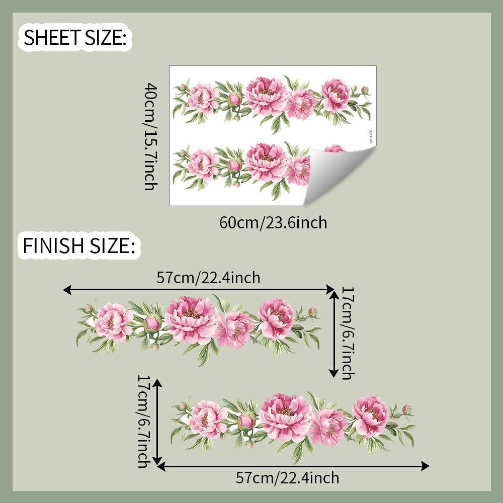 

Раскрашенный цветок и зеленый лист Ванная комната Дом Фон Украшение и Декорация Наклейки на стены