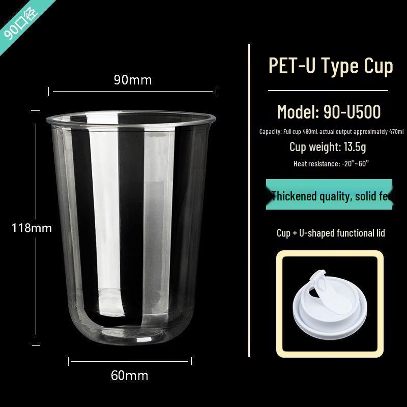 Disposable U-Shaped Clear Cups with Lids