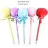 Cute Plush Faux Fur Pom Pom Bowknot Polka Dot Ballpoint Pen Student Stationery