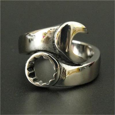 Spanner Biker Ring 316L Stainless Steel Man Boy Fashion Polishing Wrench Ring