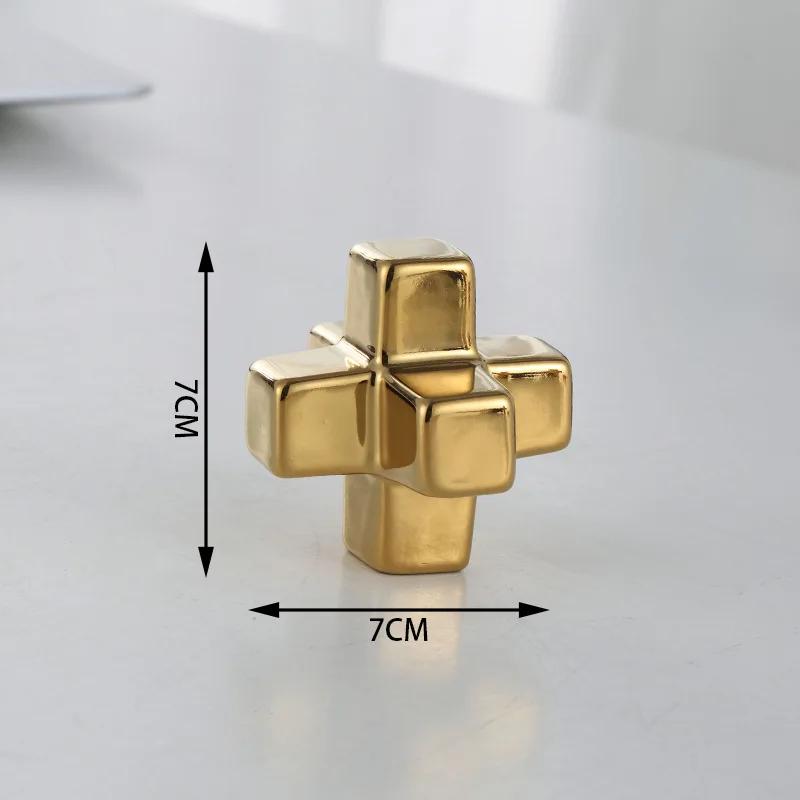 DXUIALOI Nordyckie proste galwanizowane klocki ceramiczna dekoracja prosta geometryczna dekoracja domu salonu biurka