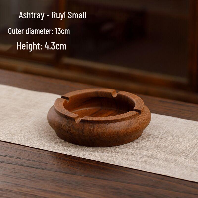 Large South American Walnut Ashtray with Lid - Retro Chinese Style