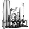 Stainless Steel Bartender Cocktail Bartending Tool 17 Pieces Acrylic Set Straw Spoon Snow Cup
