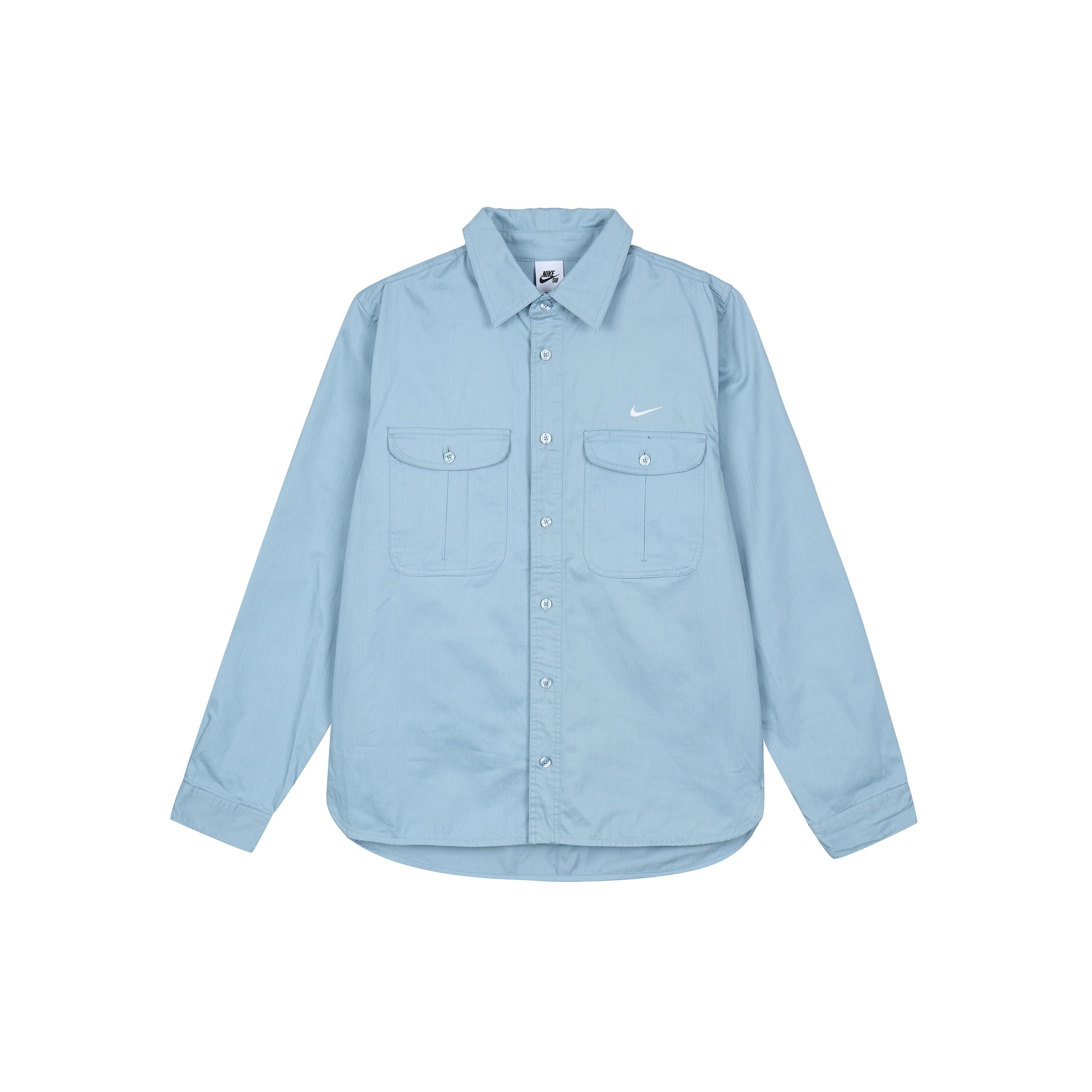 Nike SB Woven Skate Long-Sleeve Button Down Blue Men s DQ6288-494 S