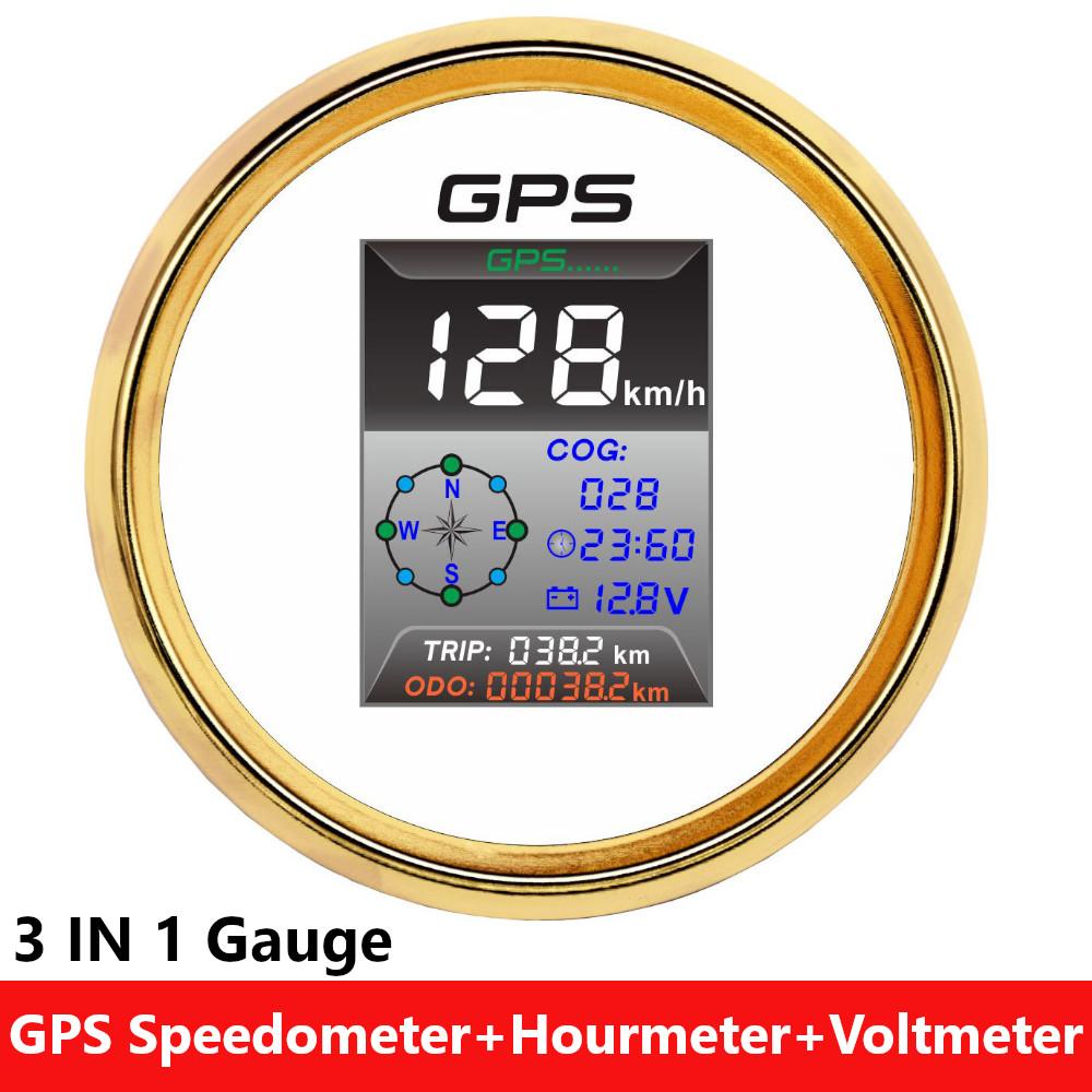 Ized 85mm 3 In 1 Gauge GPS Speedometer + Clock Hourmeter+Voltmeter Digital TFT Screen Speed Meter For Marine Auto Car Boat
