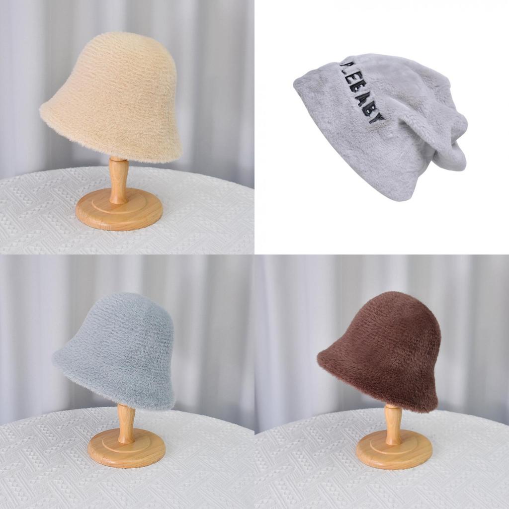 Polyester Winter Fleece Bucket Hat With Windproof And Warmth For Women
