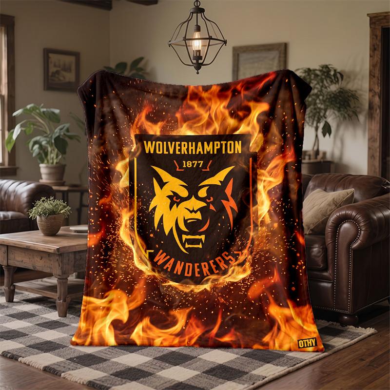 Wolverhampton Wanderers Football Print Flannel Blanket Soft Warm Sofa Bed Throw Blanket For Home Office Bedroom