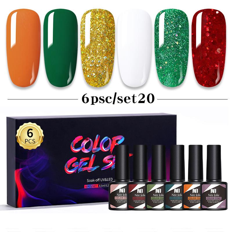 Nail Polish Glue Set 8Ml 6 Bottles Boxed Nail Art Barbie Glue Japanese Nail Color Glue Phototherapy Glue