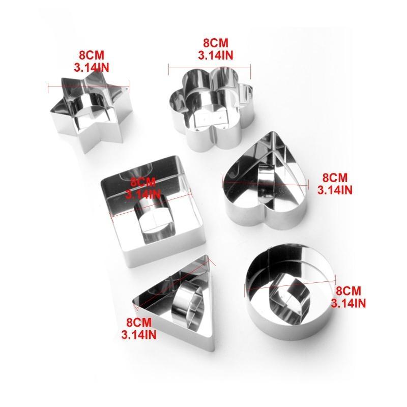 6 Pcs Cookie Cutters Moulds Stainless Steel Baking Utensil Cartoon Geometric Gift for Baking Lover Easy to Use