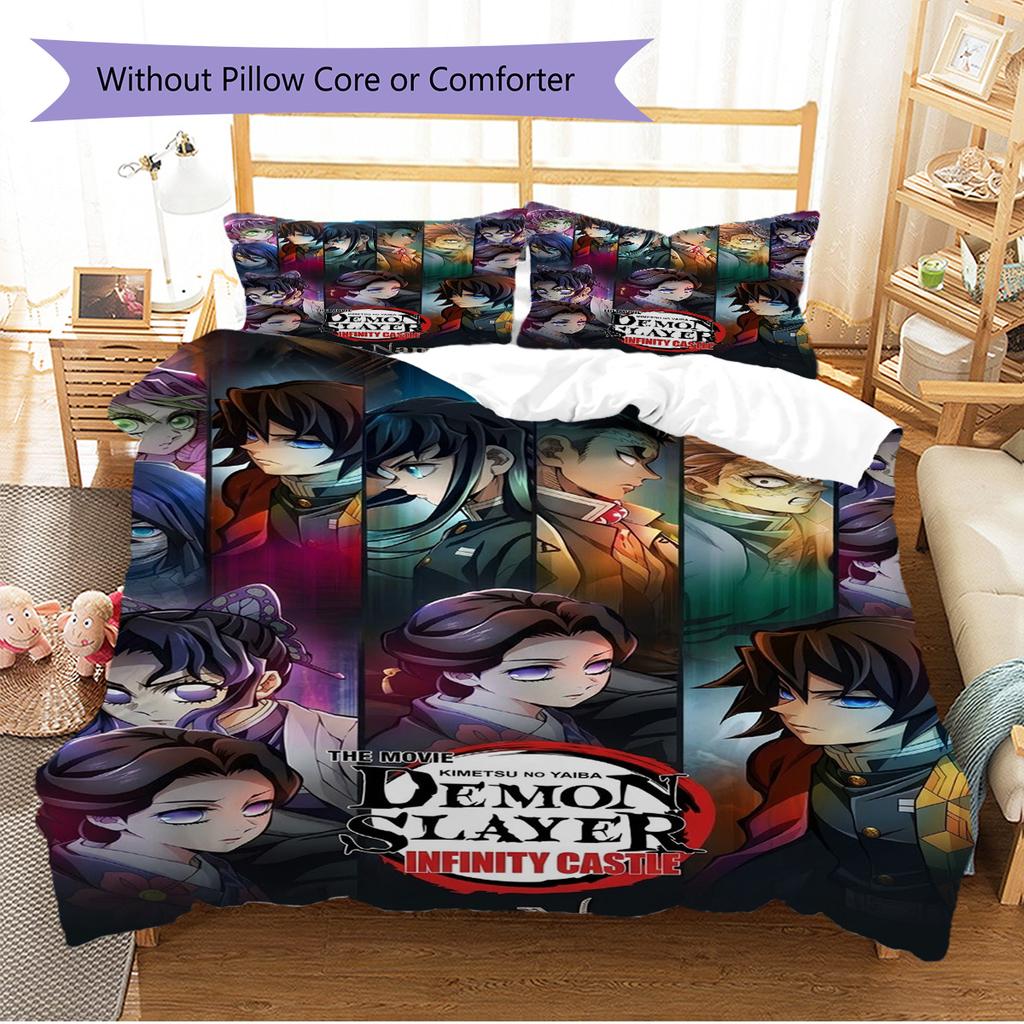 Name Custom Demon Slayer Pattern Bedding Set Quilt Cover Pillowcase Home Decor Gift (1 * duvet cover + 2 * pillowcase, without core)
