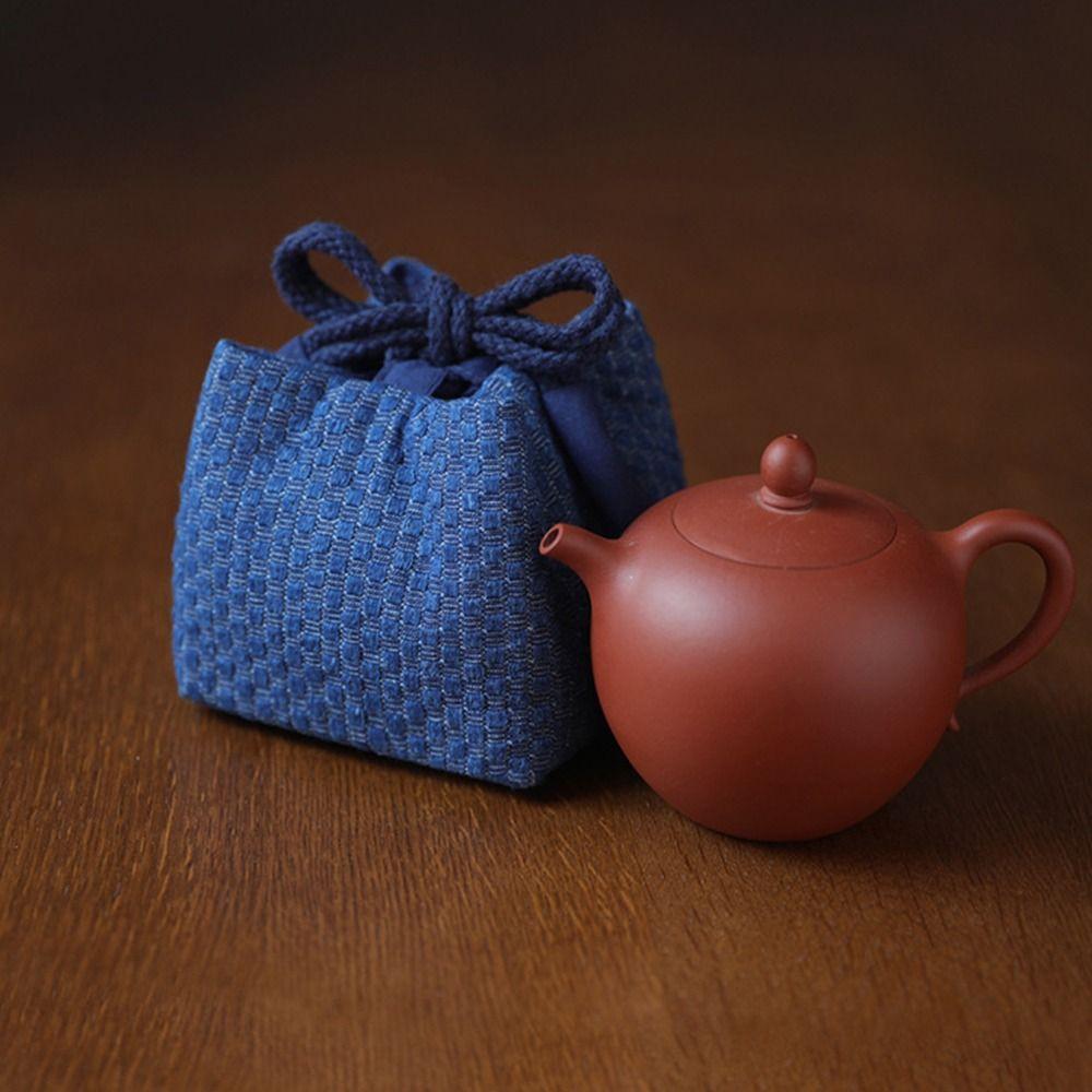 Thickned Teacup Storage Bag Blue Protective Bag Chinese Style Organizier Bag  Tea Supplies