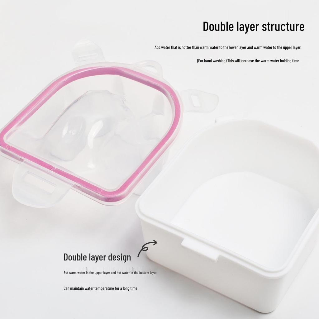 Double-Layer Insulated Hand Soak Bowl for Nail Care and Cuticle Softening