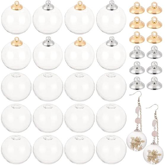 PH PandaHall Glass Bottle Pendants, Mini Clear Glass Globe Bottles Empty Ball Bottles for Earring