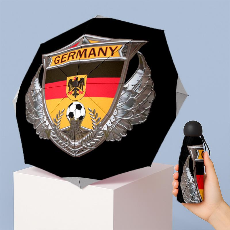 Germany national football team Pattern Printed Mini 5 Folds 8 Ribs Compact Umbrella Windproof Waterproof Lightweight Portable Folding