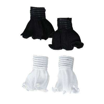 Damen Manschetten Abnehmbare Spitze Rüschen Perlen Besetzt für Hemden Pullover Sweatshirt Falsche Ärmel Weiß