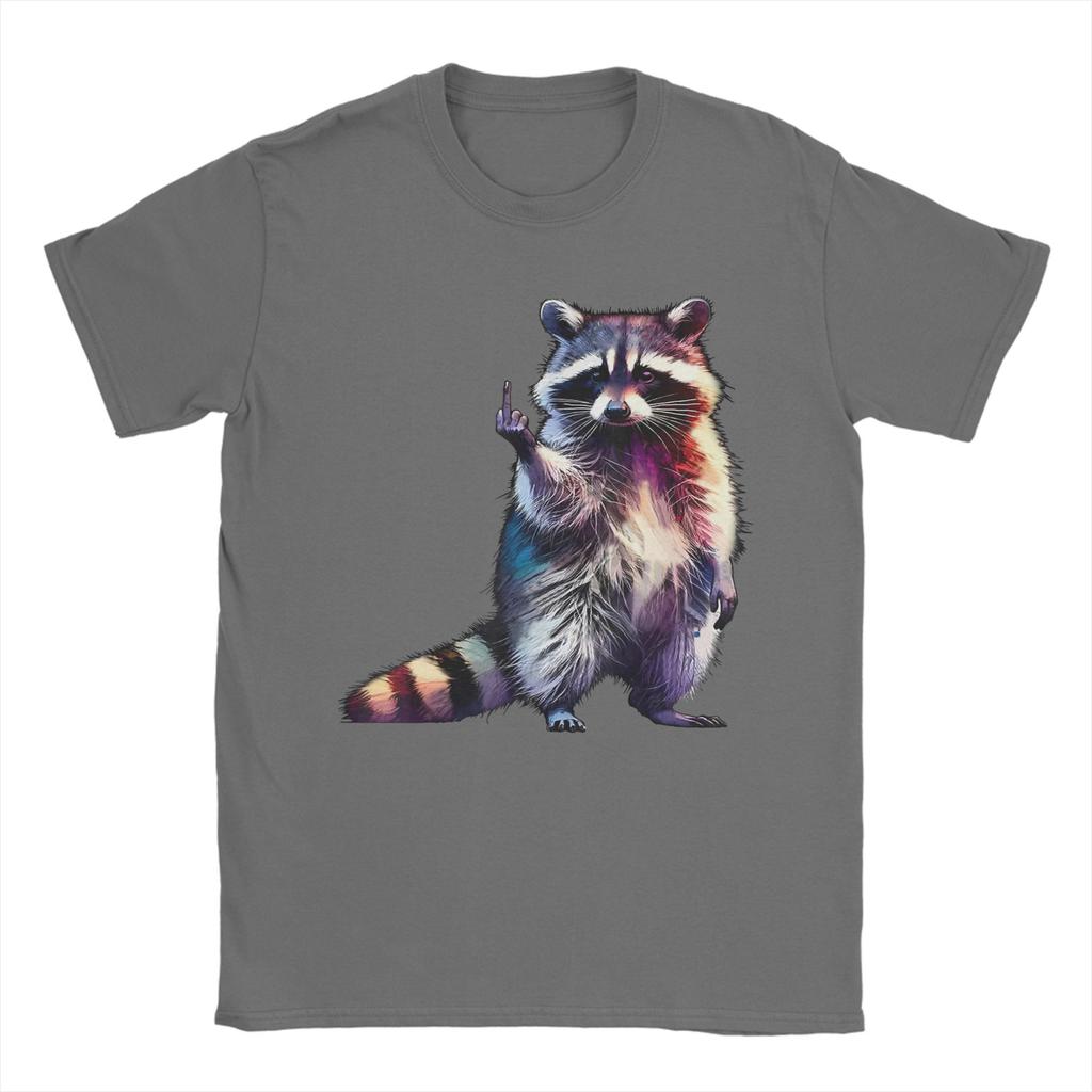 Raccoon Middle Finger Trash Panda Racoon Sarcastic Humor Unisexs T Shirt  Humor Tee Shirt Short Sleeve Round Neck TShirt Clothing
