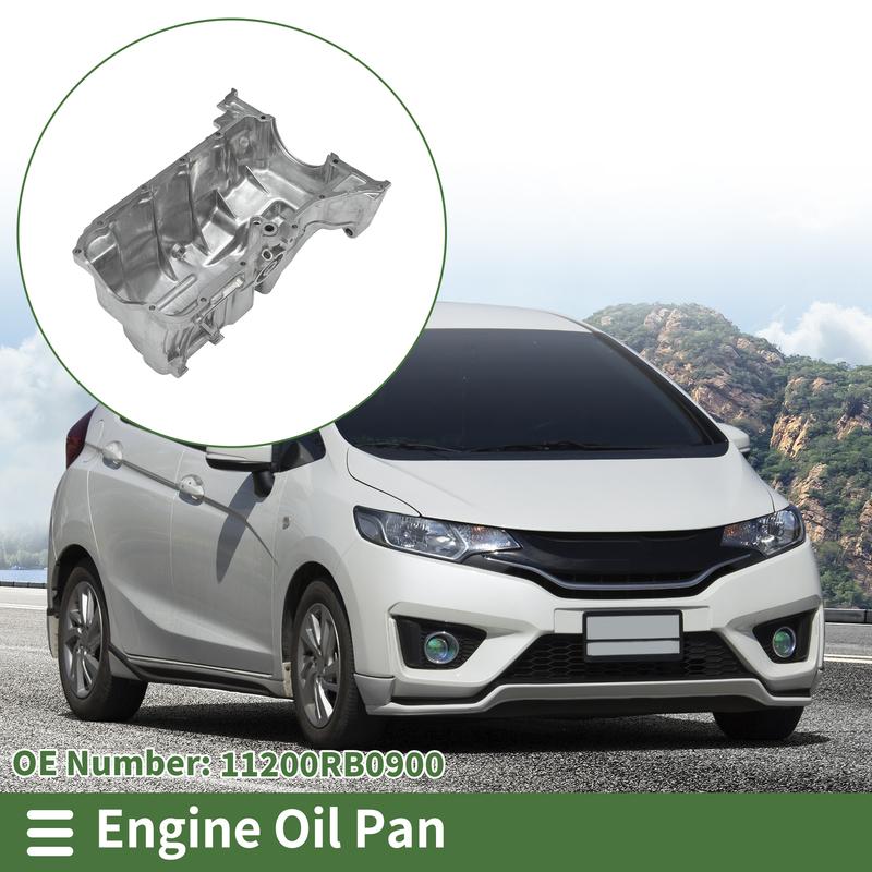 UXCELL Auto Car Engine Oil Pan lAluminum Oil Pan Sump Transmission Oil Pan for Honda Fit Base 2009-2013 No.11200RB0900