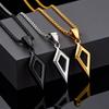 Classic Geometric Rhombus Pendant Necklaces, Four Pointed Star Stainless Steel Necklace, Fashion Punk Jewelry for Men Boys Gift