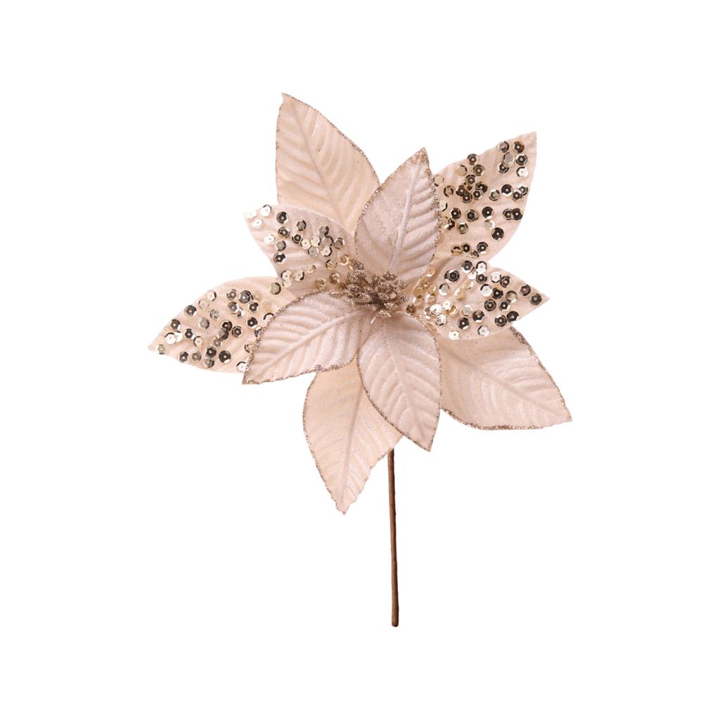 Sametová simulace Vánoční květina 25cm Velká Flitrová Vánoční stromková dekorace Květinové aranžmá Květinové aranžmá Dekorace scény Rekvizity