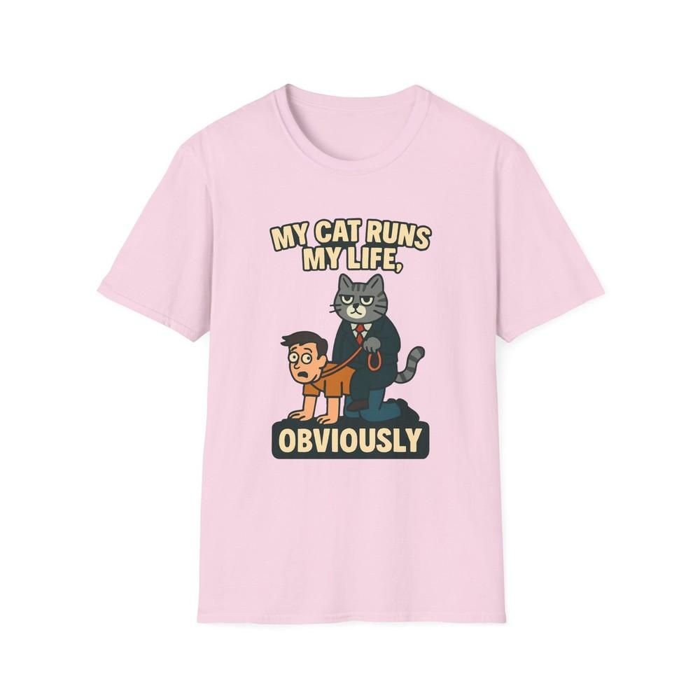 

Unisex Softstyle T-Shirt Tabby Cat Leash Human Funny Pet Humor Shirt L